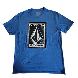 Volcom Stone T-Shirt Mens XL Blue Graphic Logo Short Sleeve Cotton Blend Casual